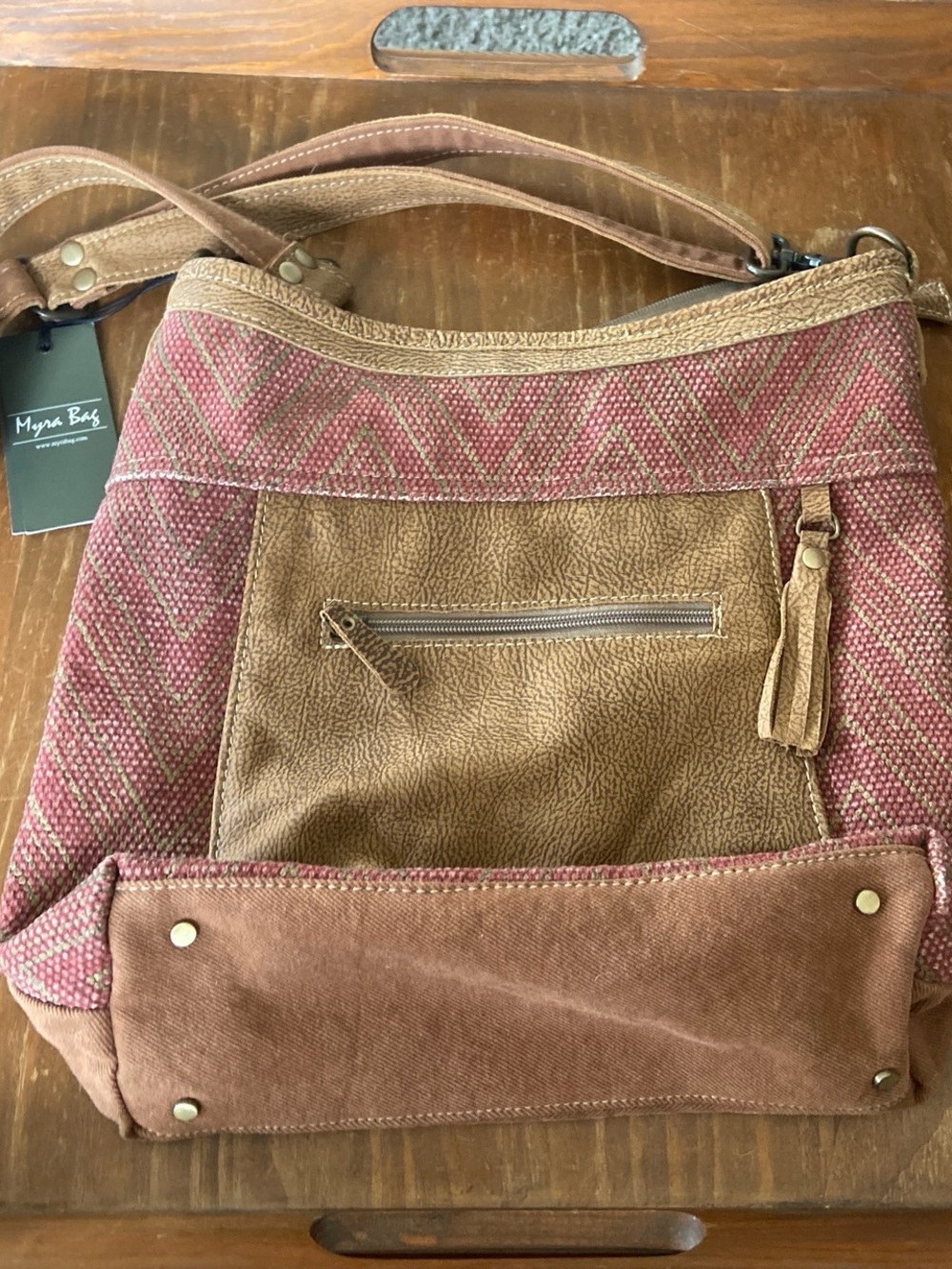 Mossy Oak Crossbody Tote in Pink and Tan